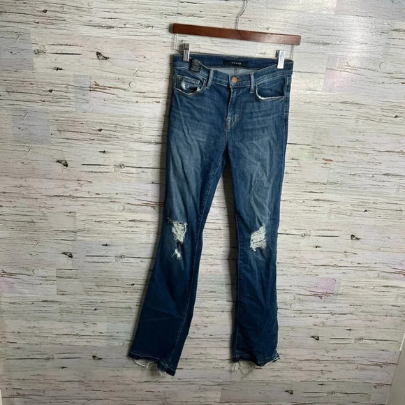 J Brand Brya Breathless distressed boot cut jeans distressed  raw hem size 26 - Picture 1 of 11